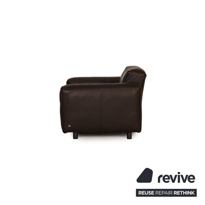 Rolf Benz Mio Leder Sofa Garnitur Dunkelbraun Dreisitzer Sessel Hocker