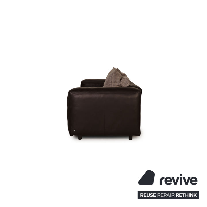 Rolf Benz Mio Leder Sofa Garnitur Dunkelbraun Dreisitzer Sessel Hocker