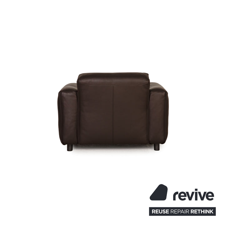 Rolf Benz Mio Leder Sofa Garnitur Dunkelbraun Dreisitzer Sessel Hocker