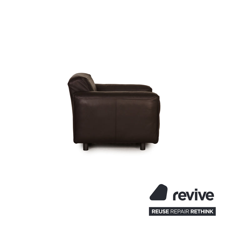 Rolf Benz Mio Leder Sofa Garnitur Dunkelbraun Dreisitzer Sessel Hocker