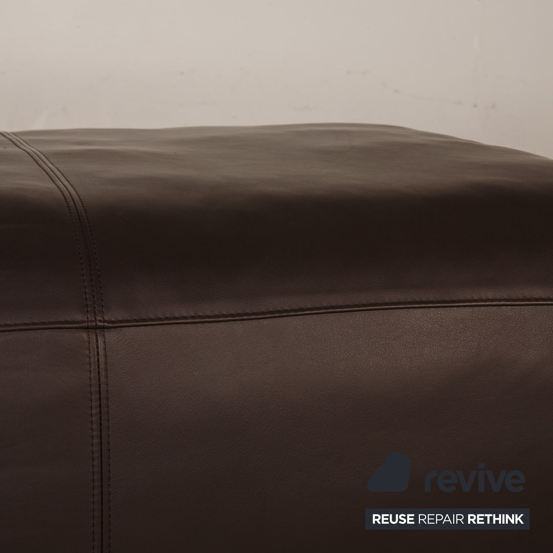 Rolf Benz Mio Leder Sofa Garnitur Dunkelbraun Dreisitzer Sessel Hocker