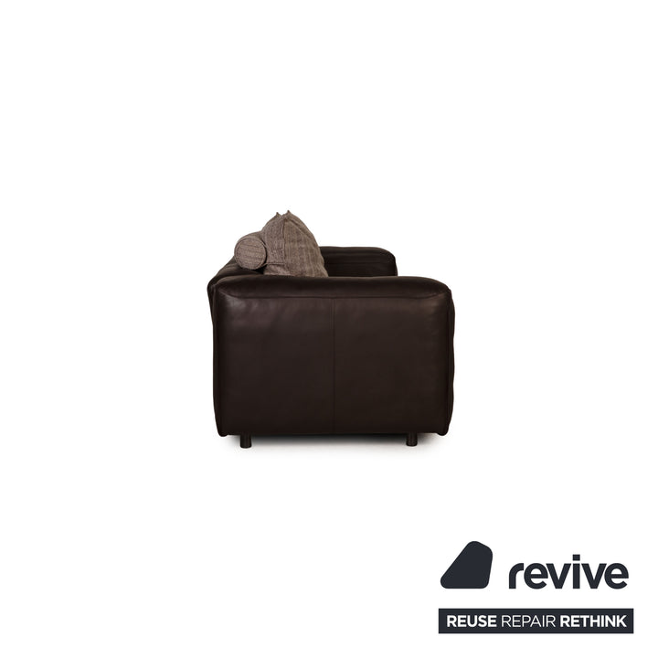 Rolf Benz Mio Leder Sofa Garnitur Dunkelbraun Dreisitzer Sessel Hocker