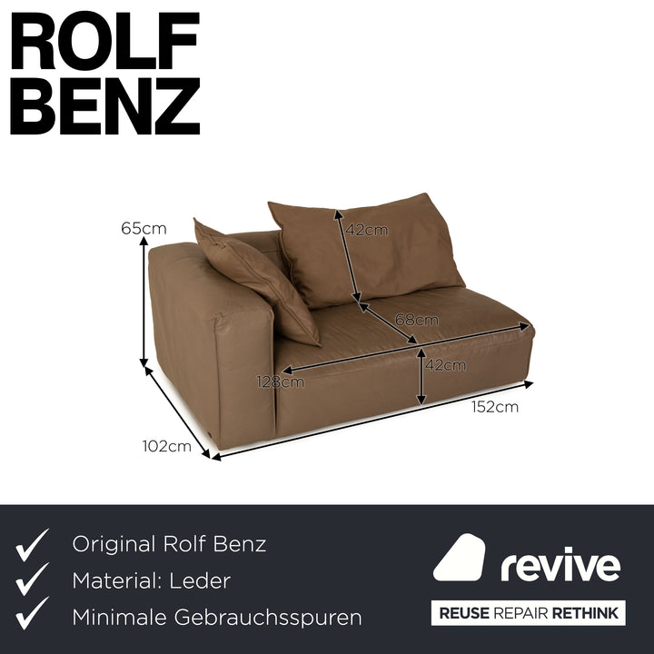 Rolf Benz Mio leather two-seater beige sofa couch recamier