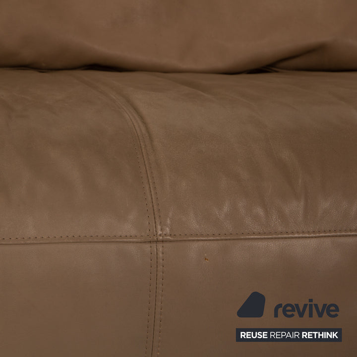 Rolf Benz Mio leather two-seater beige sofa couch recamier
