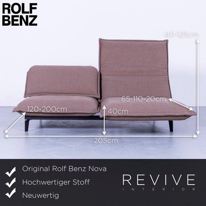 Rolf Benz Nova Designer Stoff Sofa Braun Neuwertig Zweisitzer Couch Funktion #5551