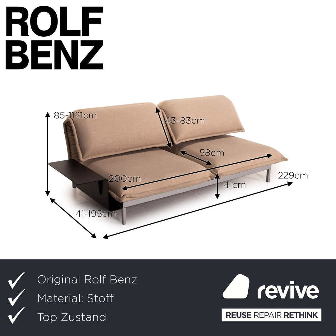 Canapé en tissu Rolf Benz Nova beige, fonction sommeil, fonction relaxation, canapé-lit