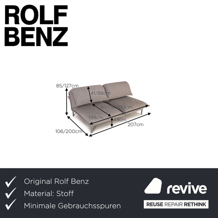 Rolf Benz Nova Stoff Sofa Grau Zweisitzer Couch Funktion Schlaffunktion