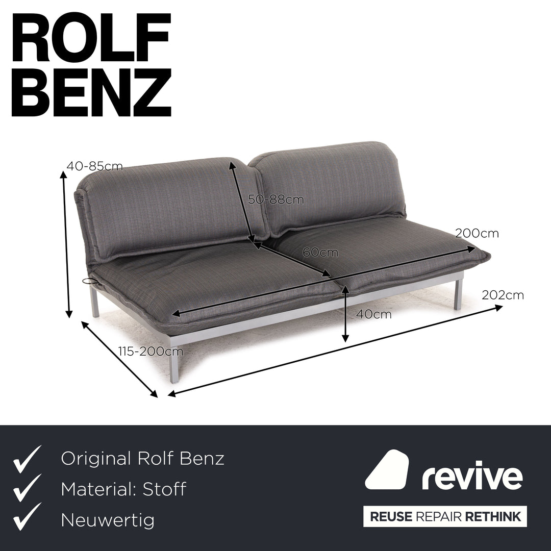 Rolf Benz Nova Stoff Sofa Grau Zweisitzer Funktion Schlaffunktion Schlafsofa Couch