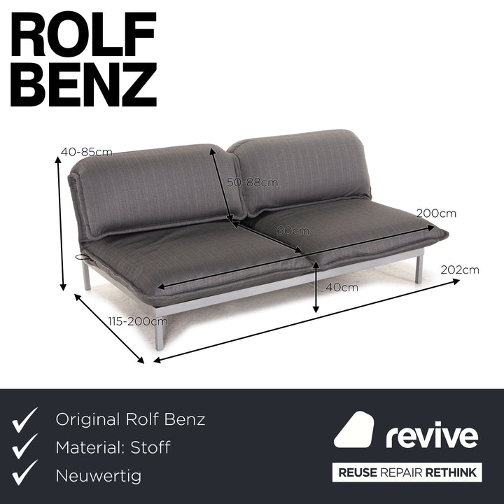 Rolf Benz Nova Stoff Sofa Grau Zweisitzer Funktion Schlaffunktion Schlafsofa Couch