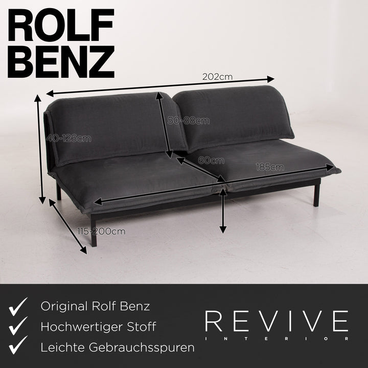 Rolf Benz Nova Stoff Sofa Grau Zweisitzer Schlaffunktion Schlafsofa #15022
