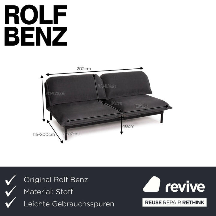 Rolf Benz Nova Stoff Sofa Grau Zweisitzer Schlaffunktion Schlafsofa #15022