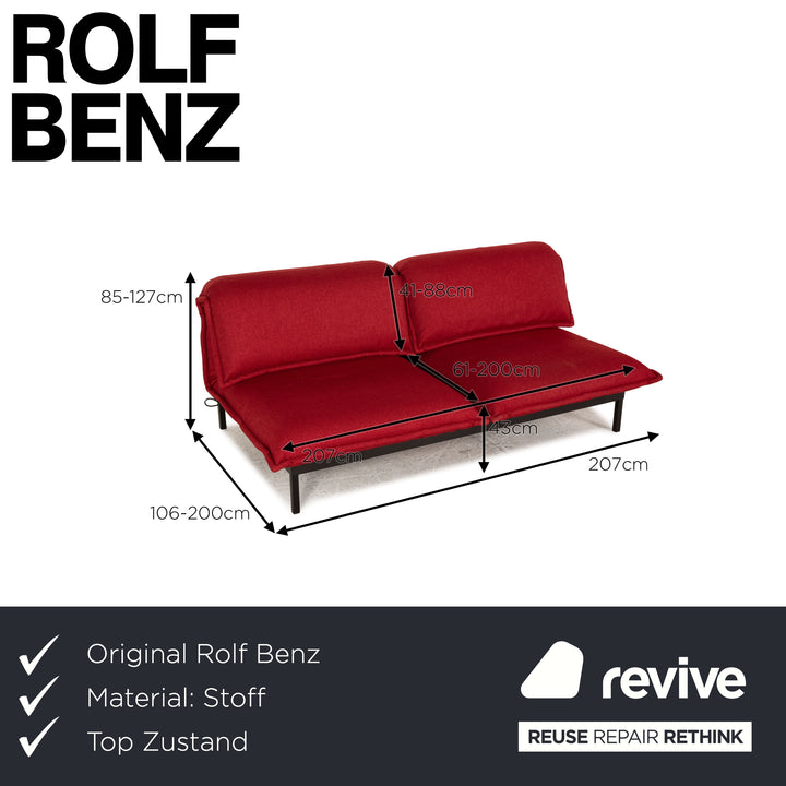 Rolf Benz Nova Stoff Sofa Rot Zweisitzer Funktion Relaxfunktion
