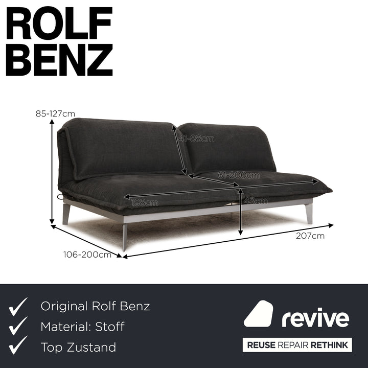 Rolf Benz Nova fabric two-seater gray sofa couch function sleeping function