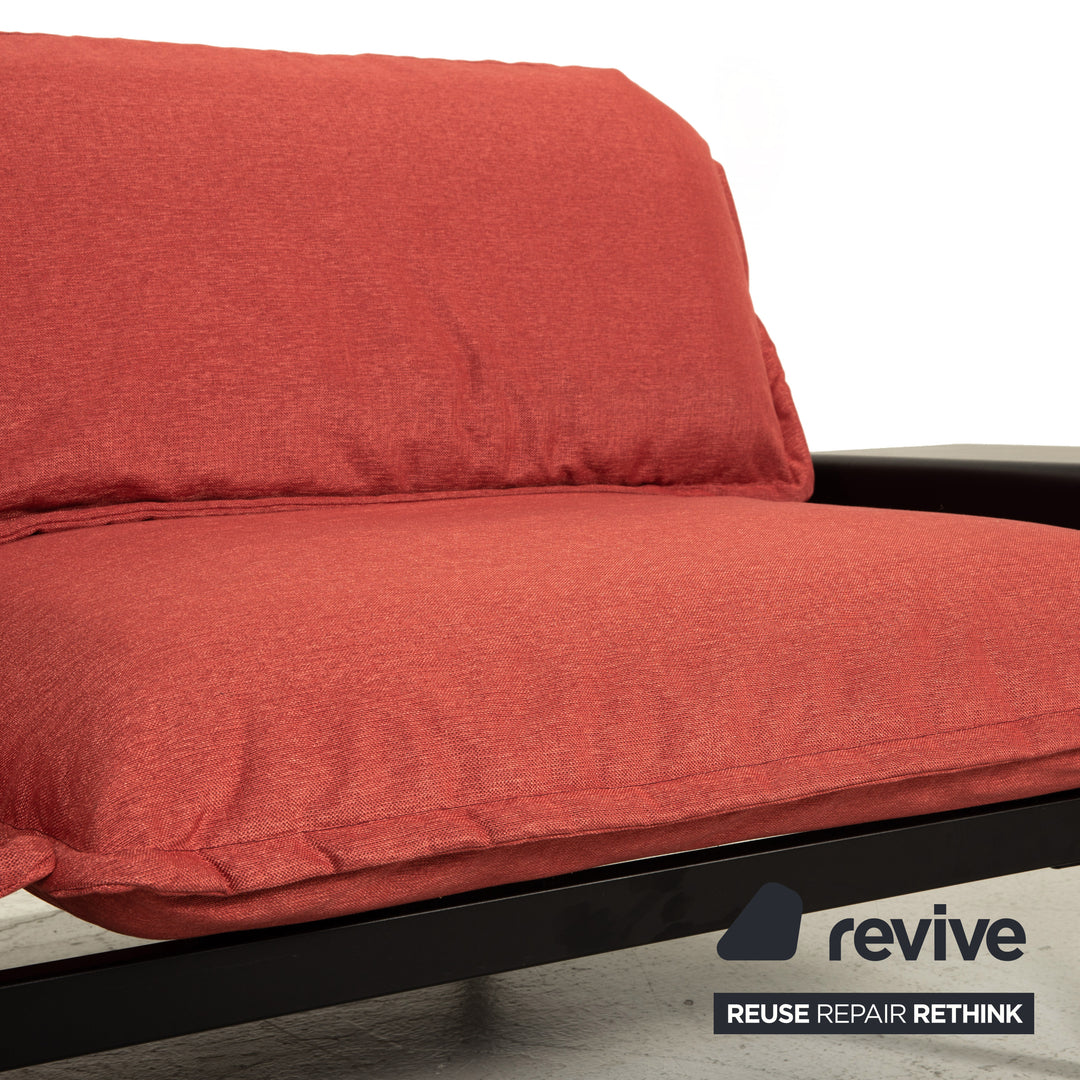 Rolf Benz Nova two-seater sofa red fabric function incl. 2 extension tables couch