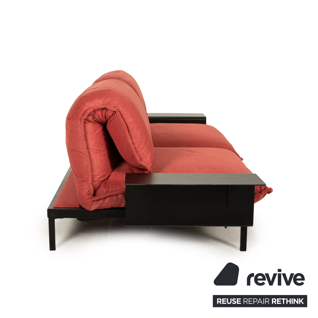 Rolf Benz Nova two-seater sofa red fabric function incl. 2 extension tables couch