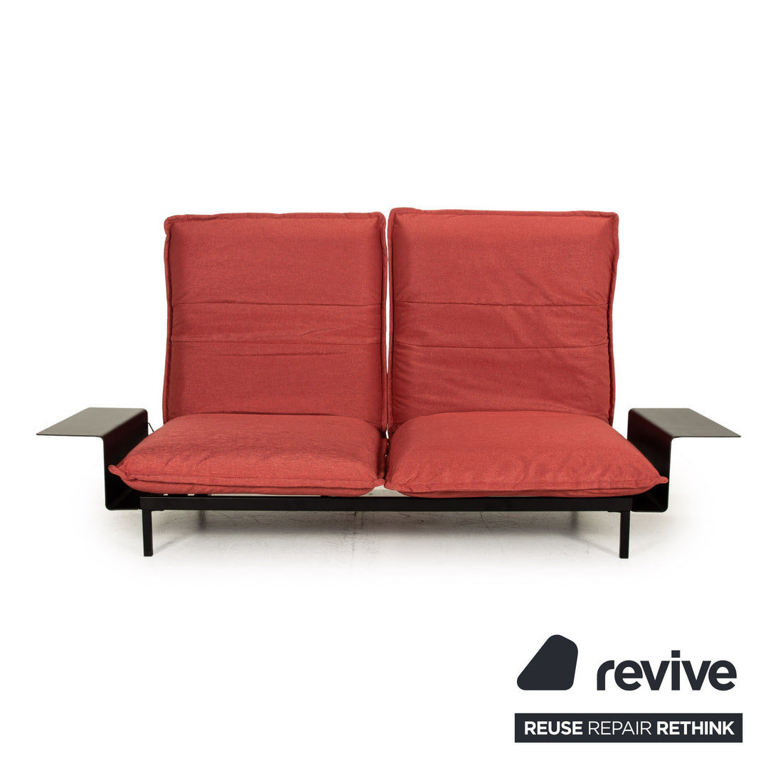 Rolf Benz Nova Zweisitzer Sofa Rot Stoff Funktion inkl. 2 Anbautische Couch
