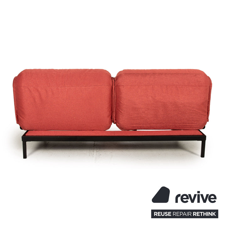 Rolf Benz Nova Zweisitzer Sofa Rot Stoff Funktion inkl. 2 Anbautische Couch