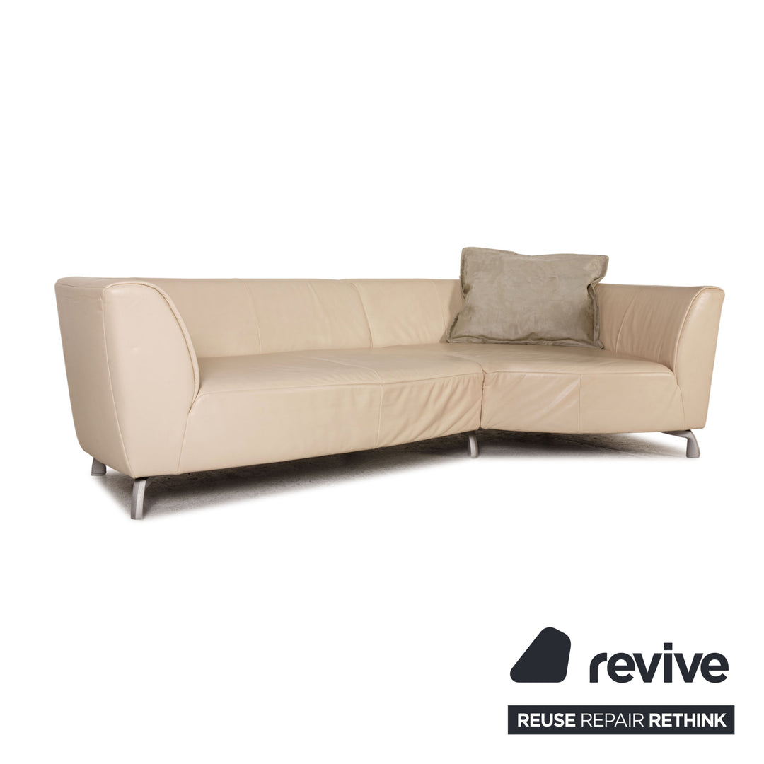 Rolf Benz Onda leather sofa cream four-seater couch