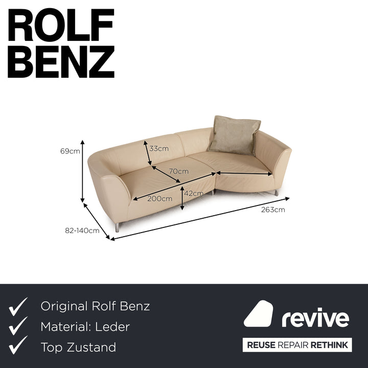 Rolf Benz Onda leather sofa cream four-seater couch