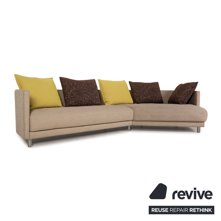 Rolf Benz Onda fabric sofa beige corner sofa couch recamier right