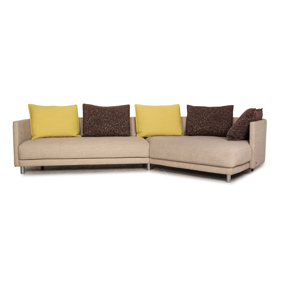 Rolf Benz Onda fabric sofa beige corner sofa couch recamier right