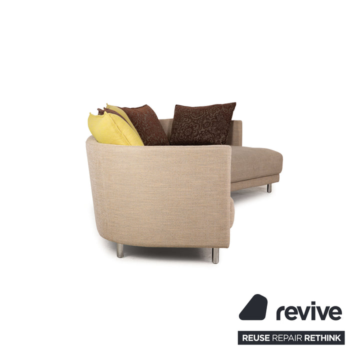 Rolf Benz Onda fabric sofa beige corner sofa couch recamier right