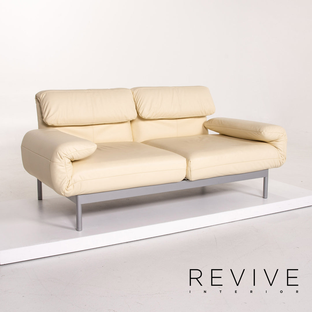 Rolf Benz Plura Beige Leder Sofa Creme Zweisitzer Funktion Schlaffunktion Schlafsofa Couch #13852