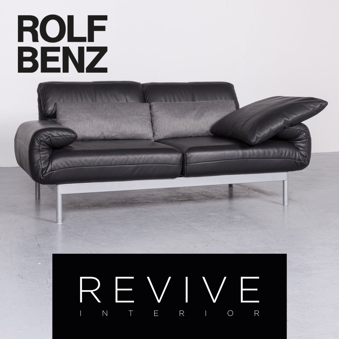 Rolf Benz Plura designer leather sofa black two-seater feature #7128