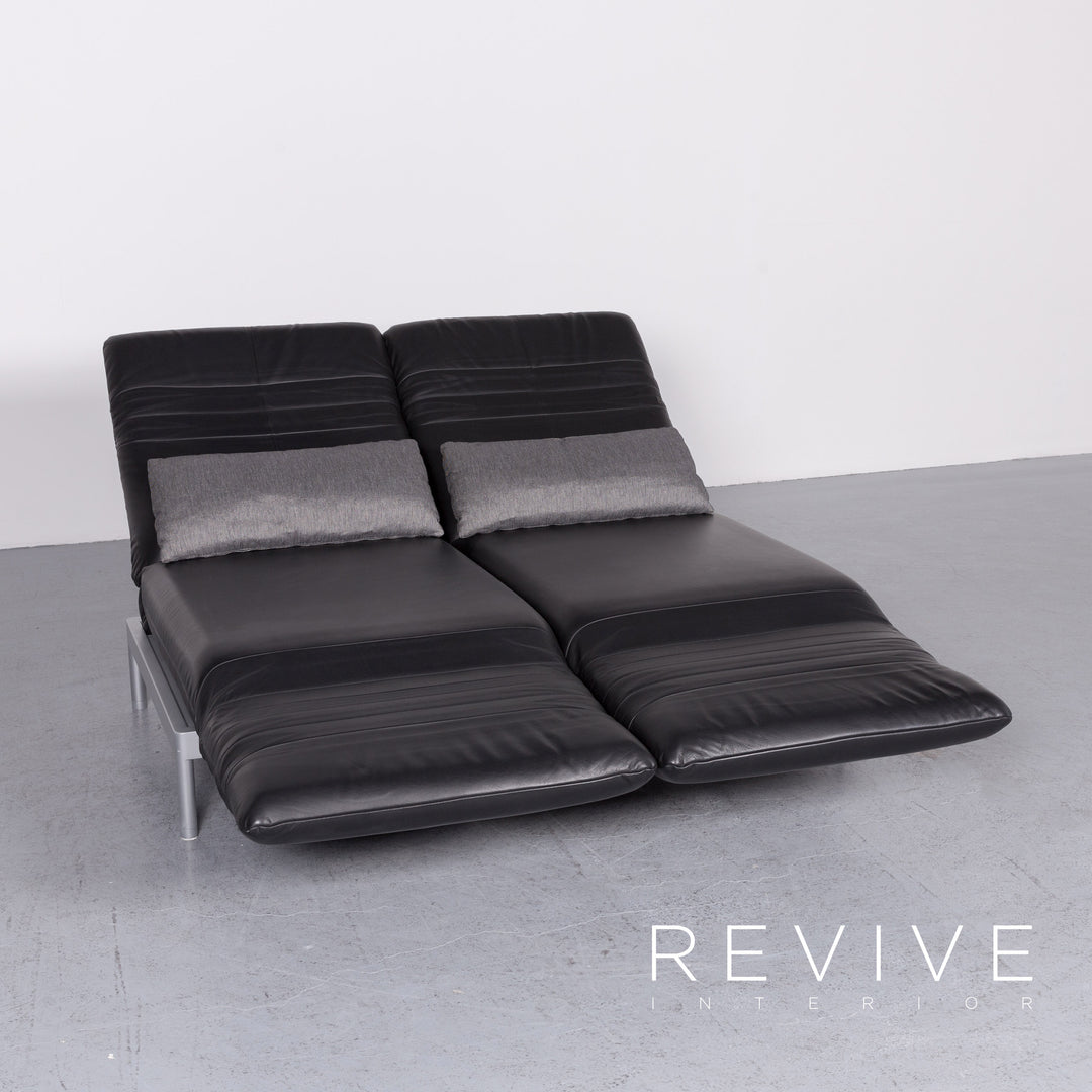 Rolf Benz Plura designer leather sofa black two-seater feature #7128