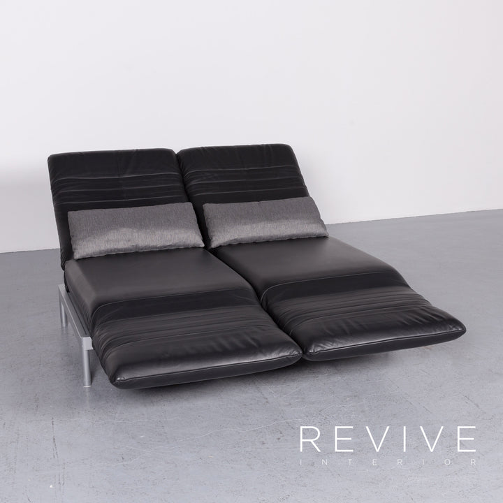 Rolf Benz Plura designer leather sofa black two-seater feature #7128