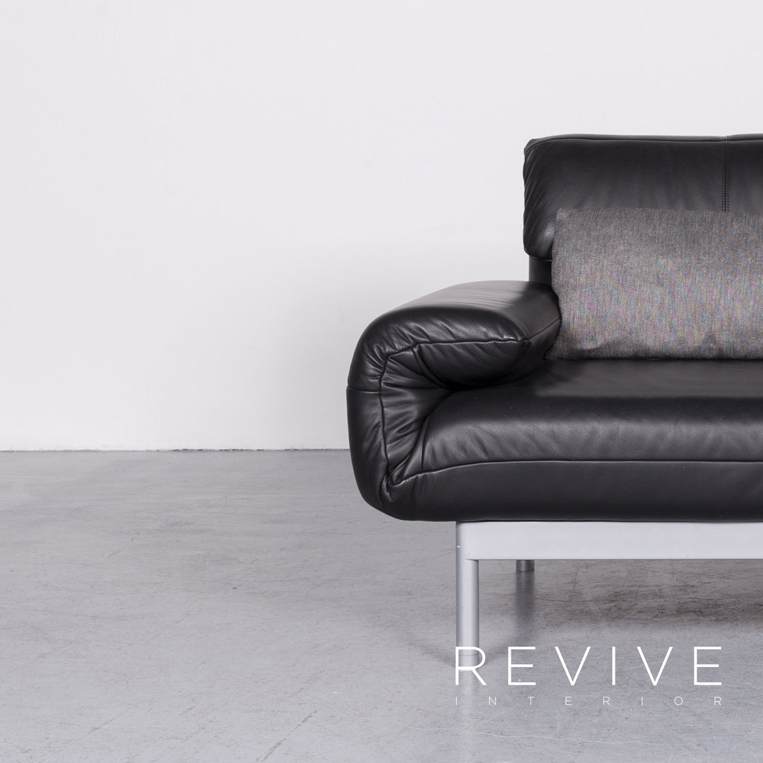 Rolf Benz Plura designer leather sofa black two-seater feature #7128