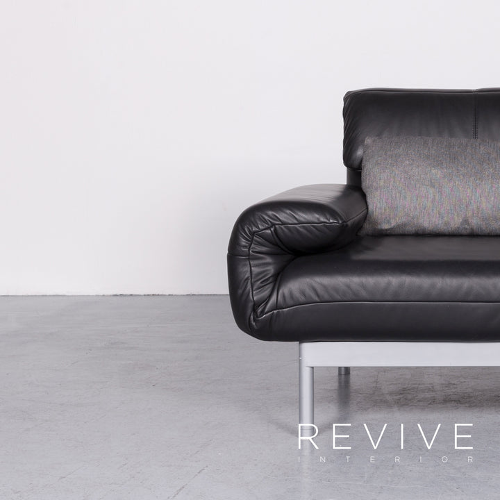 Rolf Benz Plura designer leather sofa black two-seater feature #7128