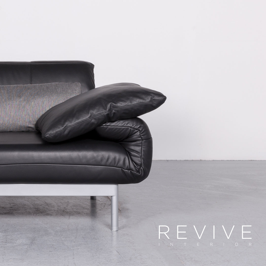 Rolf Benz Plura designer leather sofa black two-seater feature #7128