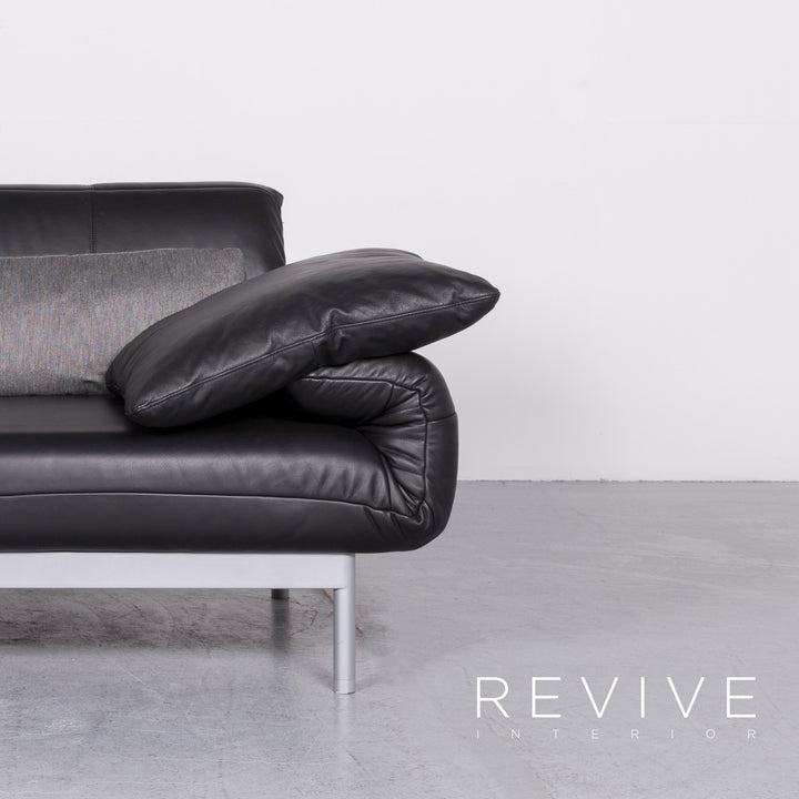 Rolf Benz Plura designer leather sofa black two-seater feature #7128