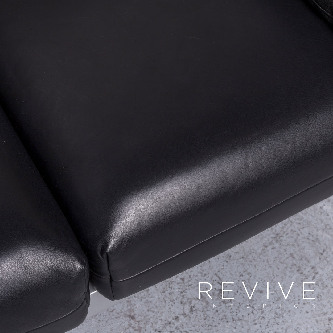 Rolf Benz Plura designer leather sofa black two-seater feature #7128