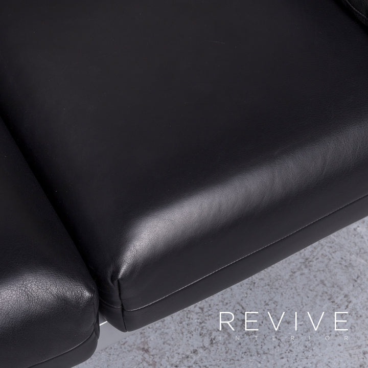 Rolf Benz Plura designer leather sofa black two-seater feature #7128