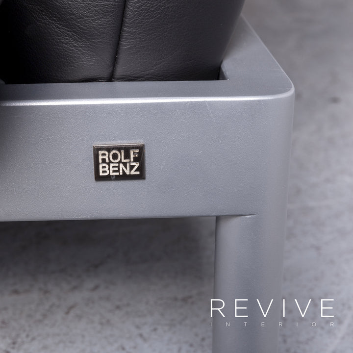 Rolf Benz Plura designer leather sofa black two-seater feature #7128