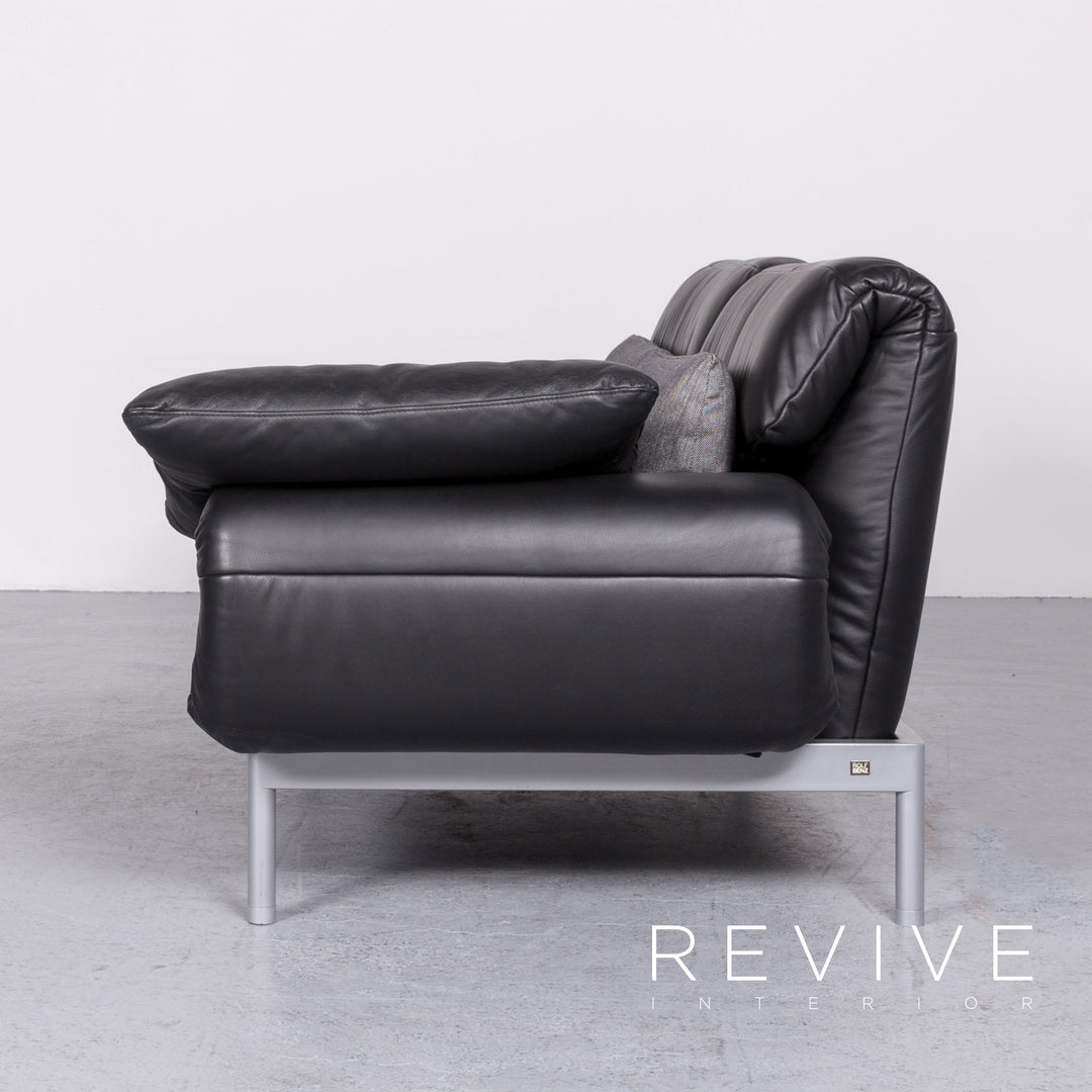 Rolf Benz Plura designer leather sofa black two-seater feature #7128