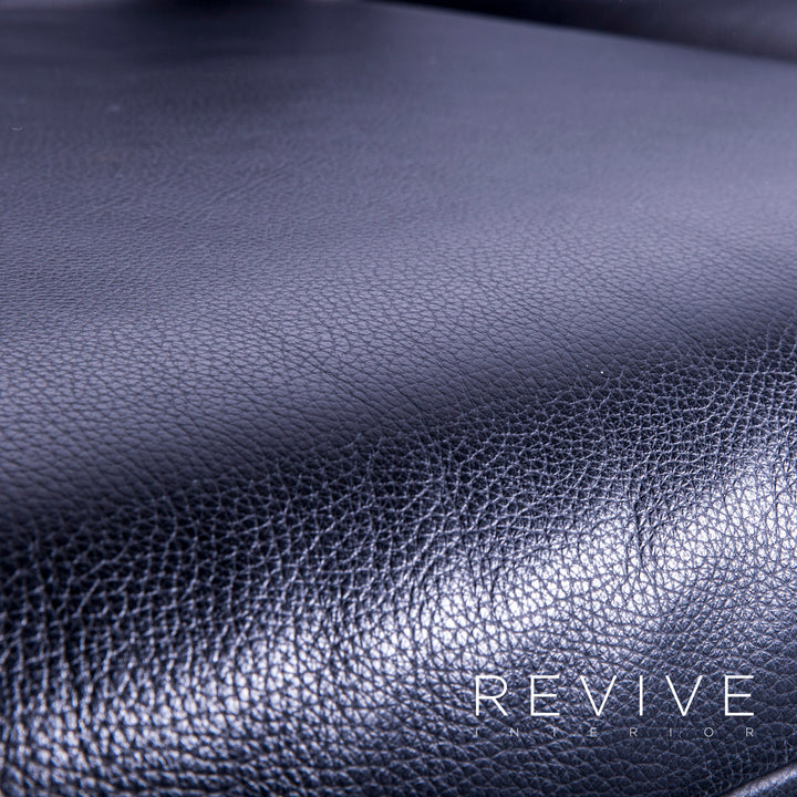 Rolf Benz Plura designer leather sofa black two-seater relax couch genuine leather #4918