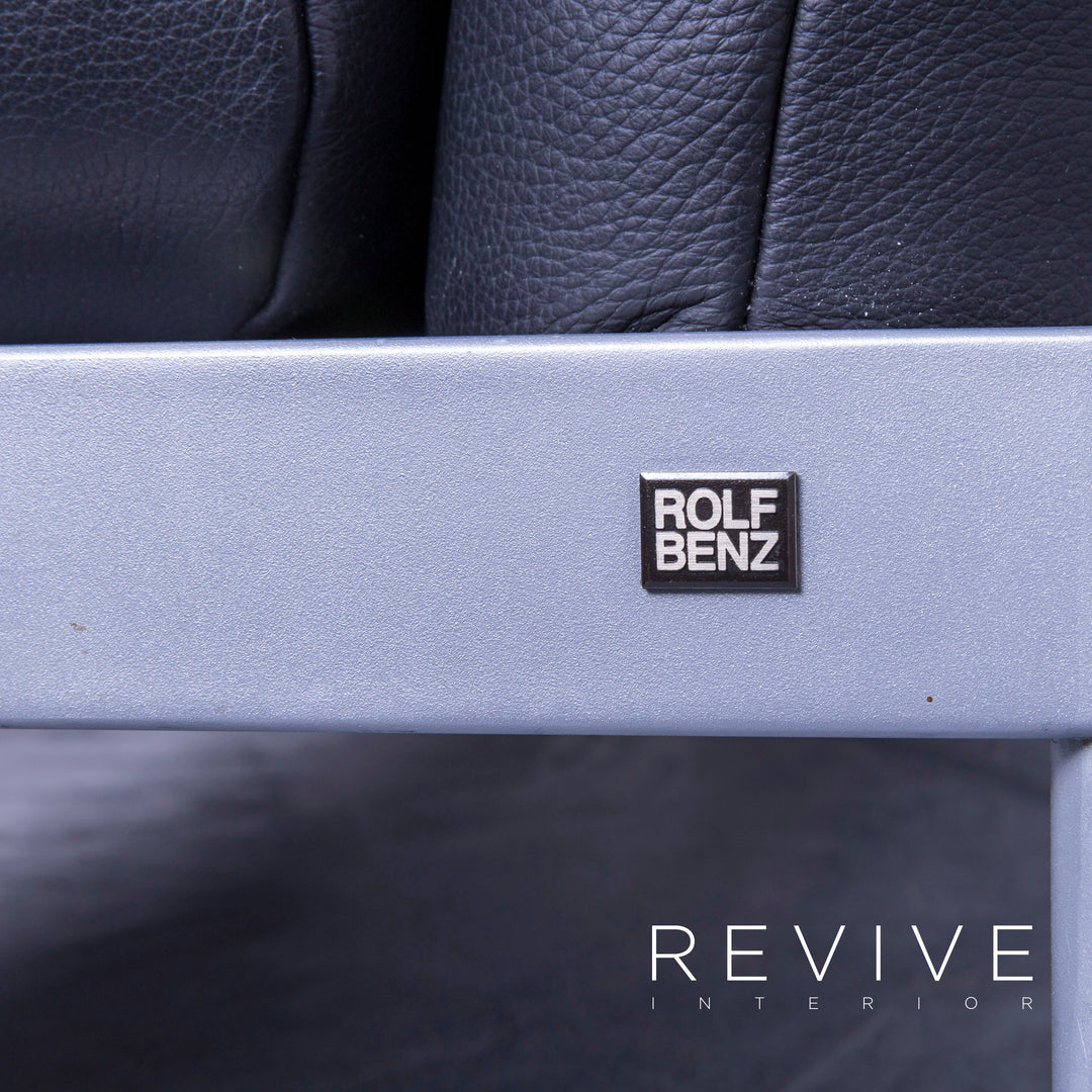 Rolf Benz Plura designer leather sofa black two-seater relax couch genuine leather #4918