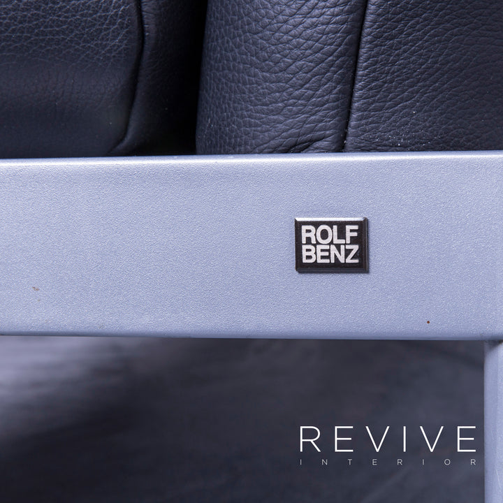 Rolf Benz Plura designer leather sofa black two-seater relax couch genuine leather #4918