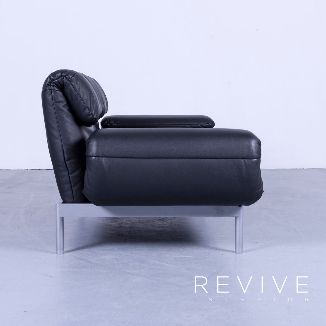 Rolf Benz Plura designer leather sofa black two-seater relax couch genuine leather #4918