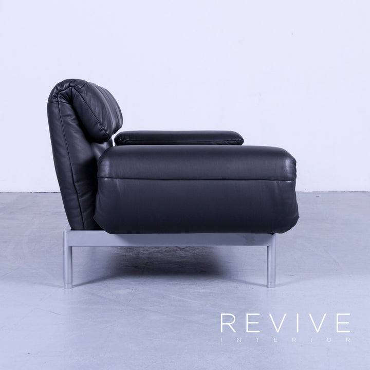 Rolf Benz Plura designer leather sofa black two-seater relax couch genuine leather #4918