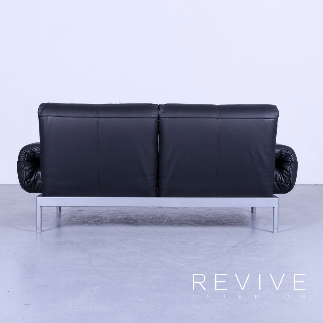 Rolf Benz Plura designer leather sofa black two-seater relax couch genuine leather #4918