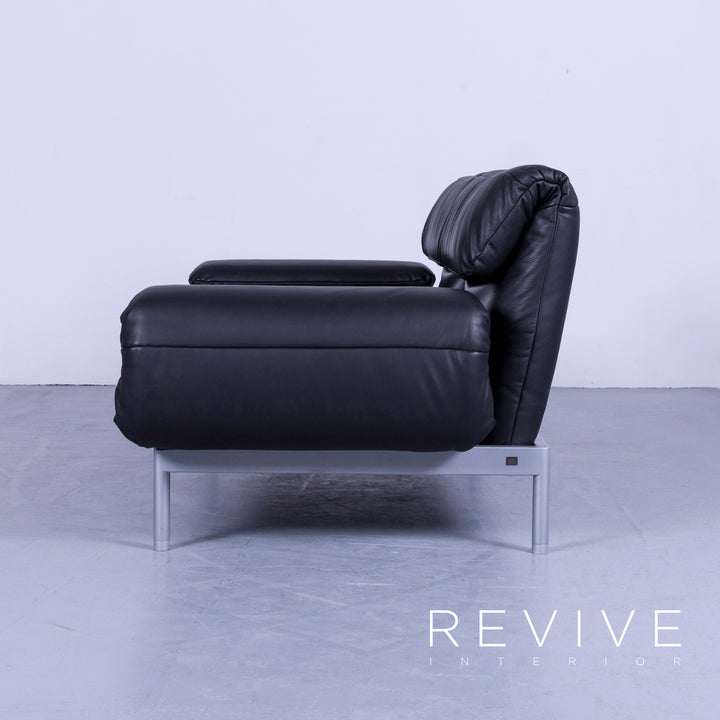 Rolf Benz Plura designer leather sofa black two-seater relax couch genuine leather #4918