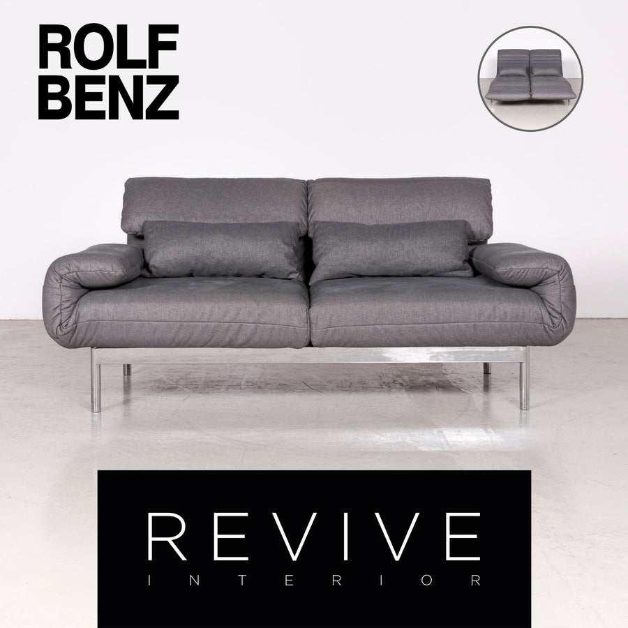 Rolf Benz Plura designer fabric sofa gray two-seater couch function #7408