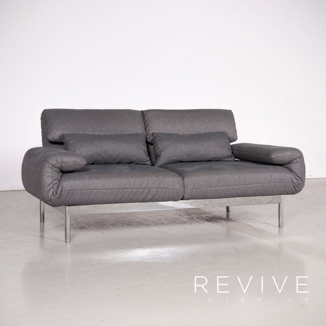 Rolf Benz Plura designer fabric sofa gray two-seater couch function #7408