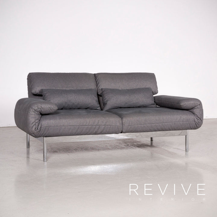 Rolf Benz Plura designer fabric sofa gray two-seater couch function #7408