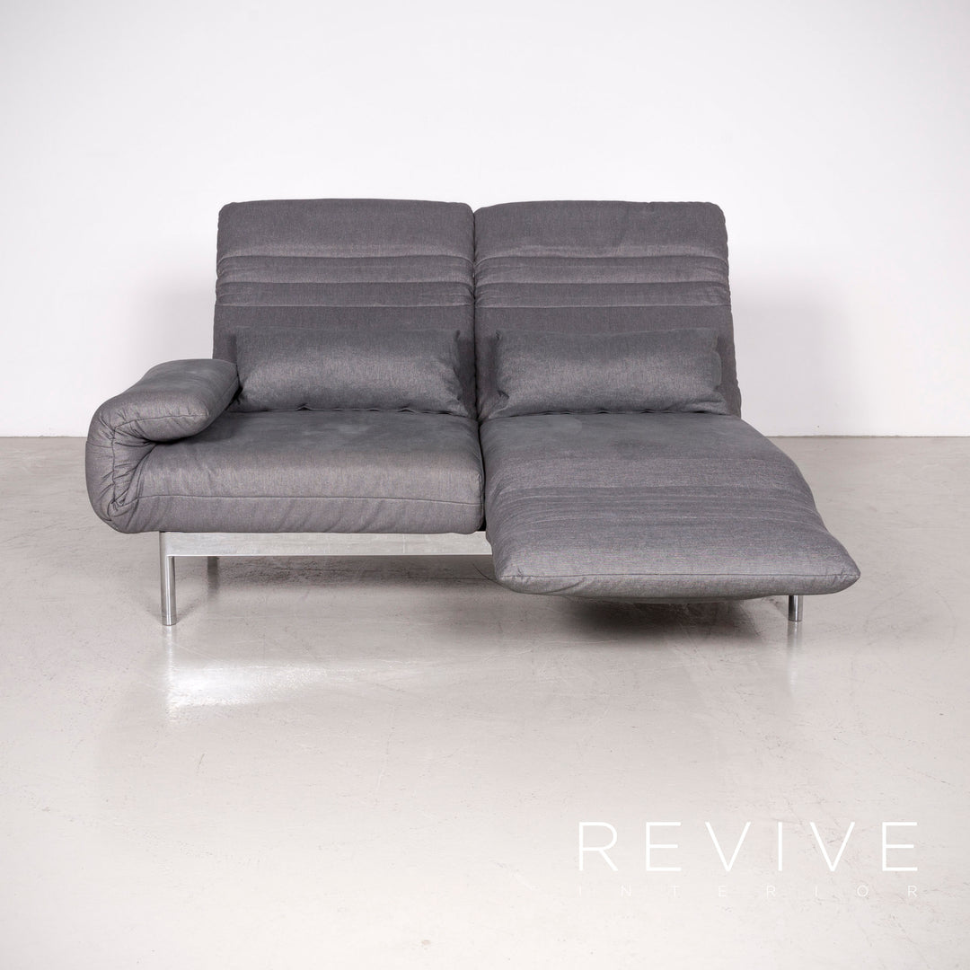 Rolf Benz Plura designer fabric sofa gray two-seater couch function #7408