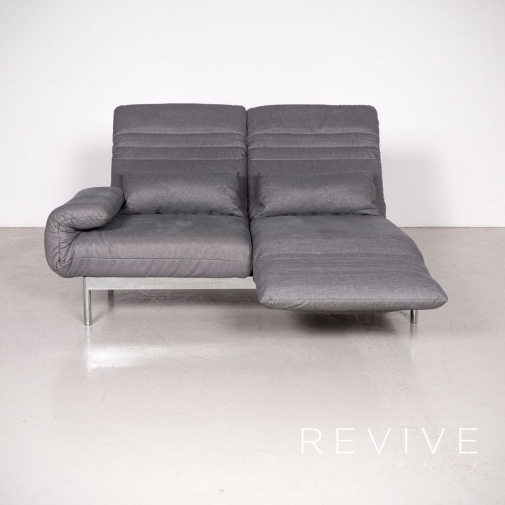 Rolf Benz Plura designer fabric sofa gray two-seater couch function #7408